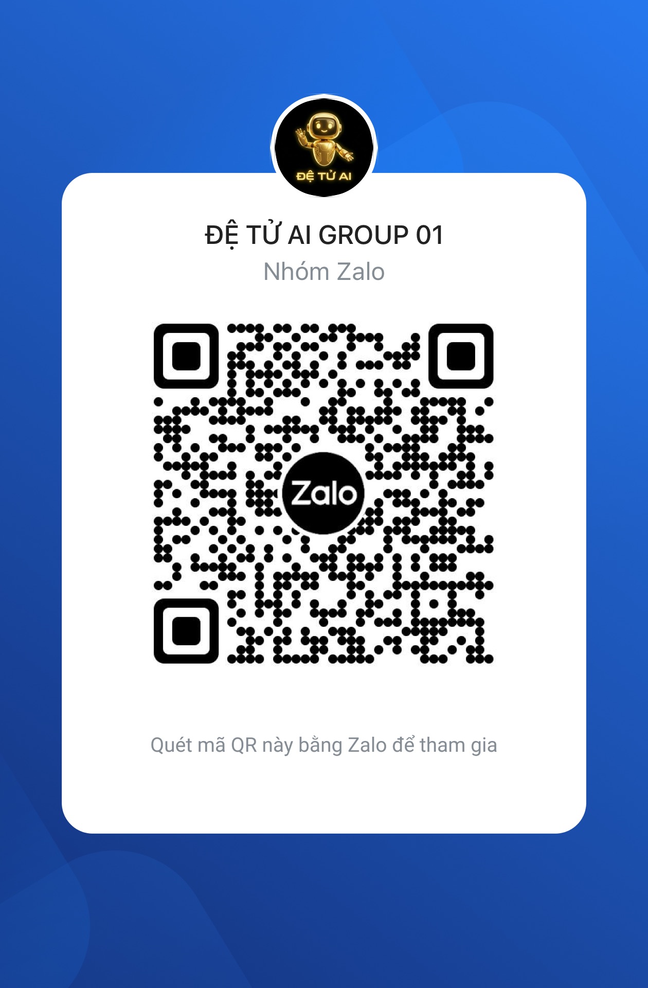 Mã QR nhóm Zalo Đệ Tử AI